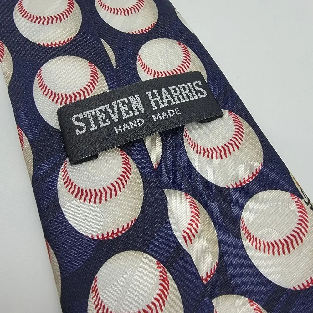 Stephen Harris Tie Baseball Hand Made 100%‎ Polyester 59